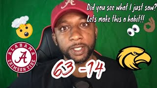 Watch 1 Alabama VS Southern Miss REACTION  Full Game Highlights [upl. by Xuaegram]