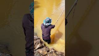 Man fishing with a square bamboo polefishing fisherman fish netfishing carpfishing fishinglife [upl. by Wavell]