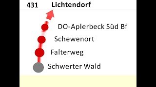 DSW21 Ansagen Bus 431 Schwerter Wald  Lichtendorf [upl. by Ellerol]