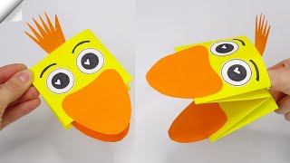 Moving paper toys  How to make a paper duck  Paper puppet [upl. by Son]