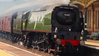 34067 Tangmere charges through Penrith at full speed with the Northern Belle  27424 [upl. by Charmain943]