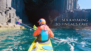 Sea kayaking to Fingals Cave Staff [upl. by Yelra]