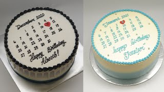 CAKE KALENDER  tutorial membuat kue ulang tahun kalender  korean cake  butter cream [upl. by Knipe669]