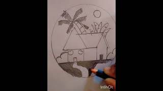 Drawing🏡scenery pencil drawing😍kunjipennu❤️❤️ [upl. by Germaun]