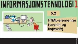 Kap 52a HTML elementer avsnitt og linjeskift [upl. by Ynobe246]