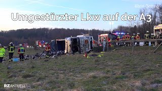 Umgestürzter Lkw auf der A3 [upl. by Dygert]