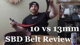 SBD 10MM POWERLIFTING BELT COMPLETE REVIEW amp COMPARISON TO 13MM  NEW PRODUCT LAUNCH [upl. by Ariela]