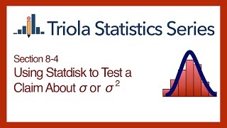 Statdisk Section 84 Using Statdisk to Test a Claim About a Population Std Dev or Variance [upl. by Reg]