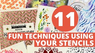 GOT STENCILS I show You 11 EASY Techniques to Use on Your Cards [upl. by Einnahpets]