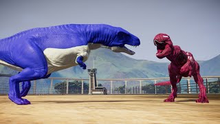 Colorful Dinosaur Battle Blue Acrocanthosaurus vs Red TRex Chomper  Jurassic World Evolution [upl. by Pokorny659]