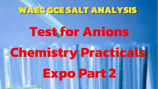 WAEC GCE Chemistry Practicals SALT ANALYSIS FOR Anions Expo Part 2 [upl. by Yeleen954]