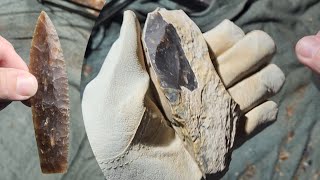 1879  Flintknapping an Agate Basin From Knife River Flint [upl. by Ilwain]