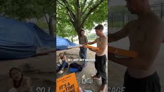 Giving Pizza to Homeless and Helping Set Up a Tent [upl. by Gloria692]