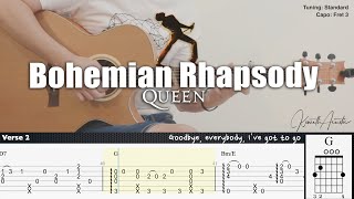 Bohemian Rhapsody  Queen  Fingerstyle Guitar  TAB  Chords  Lyrics [upl. by Atinrahs]