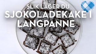 Oppskrift på en skikkelig klassisk sjokoladekake i langpanne med kokosstrø  TINE Kjøkken [upl. by Leay]