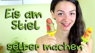 Veganes Eis am Stiel selber machen  ErdbeerKiwi amp MangoHimbeer Popsicles [upl. by Enylrac]