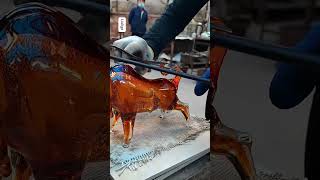 Making a glazed bull  Liulige glass blowing liuli fused Crafts [upl. by Oisinoid732]