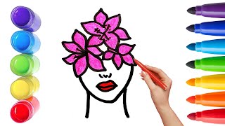 Flower girl Drawing Painting amp Coloring For Kids and Toddlers Child Art flowerdrawing [upl. by Atinuaj66]