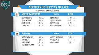 SACA Prem Cricket  West End Mens 1st Grade Div Two  SF  Northern Districts v Adelaide  Day 1 [upl. by Aniara]