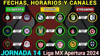 FECHAS HORARIOS y CANALES CONFIRMADOS para los PARTIDOS de la JORNADA 14 Liga MX APERTURA 2024 [upl. by Filomena745]