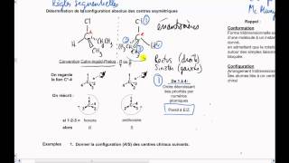 Vidéo 64 Chimie organique Stéréochimie  Configurations R et S [upl. by Atinrahc936]