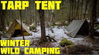 TARP TENT WINTER CAMPING [upl. by Eynaffit]