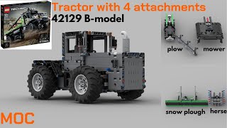 TRACTOR with 4 attachments  LEGO Technic 42129 BModel  MOC  With Instructions [upl. by Mazonson]