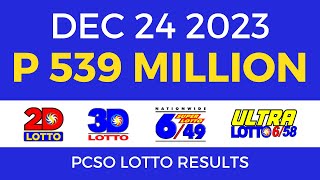 Lotto Result December 24 2023 9pm PCSO [upl. by Aehtorod]