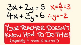 How to Solve Simultaneous Equations in under 10 Seconds  Algebra Math Trick [upl. by Lebasy]