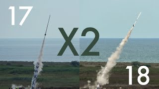 160mm caliber target rocket two launches in two hours side by side videos arcaspace ecorocket [upl. by Otreblif]