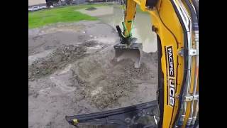 JCB 48Z with Steelwrist Tiltrotator making a drainage ditch without tracking the machine [upl. by Fu]