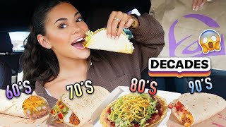 Taco Bells NEW Decade Menu Taste Test – Popular 60s 70s 80s amp 90s Menu Items 🌮 [upl. by Bluefarb60]