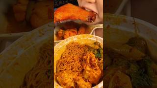 Korean spicy noodles and leg piece 😋😋 asmreating eating mukbang challenge [upl. by Brier]