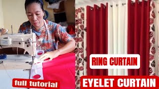 How to make ring curtain full tutorialeyelet curtain step by stepjasfelvlog [upl. by Ahsyekat8]