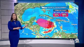 WPTV First Alert Weather tropical forecast morning of Nov 13 2024 [upl. by Nimoynib278]