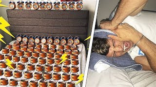 SETTING OFF 300 ALARM CLOCKS AT 3AM PRANK [upl. by Bennion]