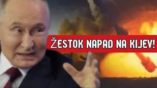 Žestok napad na Kijev Rusija poslala jurišne dronove eksplozije i sirene odjekivale gradom [upl. by Asilej]