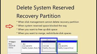 Delete System Reserved Recovery Partition Windows 11 10 8 7 [upl. by Ardnaiek834]