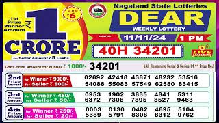 Dear Lottery Sambad Morning 1 PM today 111124 Nagaland State Lottery Result [upl. by Nalro]