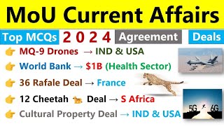 MoU 2024 Current Affairs  Important MoU Agreement amp Deals  MoUs Current Affairs 2024 [upl. by Hirschfeld]