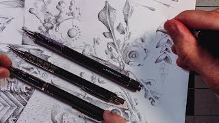 3 Mechanical Pencils for 1 Drawing Abstract Doodling [upl. by Perrin]