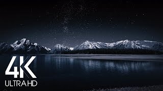 8 Hours Nighttime Ambience  4K Grand Teton and Milky Way  Nature soundscapes [upl. by Chrisoula]