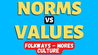 Norms vs Values Difference  Folkways vs Mores  What is Culture  Norms vs Values Example [upl. by Eniwtna]