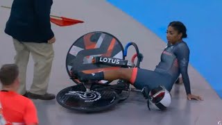 Kadeena Cox fall in Womens 500m time trial C45 Para cycling Track final at Paralympics Paris 2024 [upl. by Aninaig]