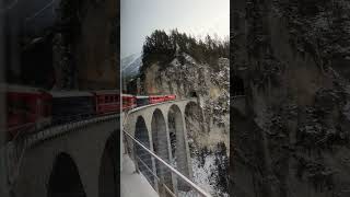 Train tour in Switzerland My view today Landwasser viaduct viewpoint  Landwasser Viaduct shorts [upl. by Melinde]