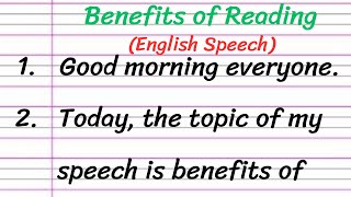 Benefits of Reading Speech in English 10 Lines  Short Speech on Benefits of Reading [upl. by Hertberg]