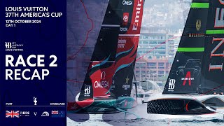 Louis Vuitton 37th Americas Cup Race 2 Recap  INEOS Britannia vs Emirates Team New Zealand [upl. by Nairde]