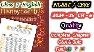 Quality  Class 7 English Chapter 5  NCERT Questions amp Quiz [upl. by Goddart]