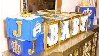 DIY Dollar Tree Baby Shower Decorations For Baby Boy [upl. by Ardnuasal]