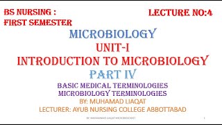 introduction to microbiology  bs nursing  basic concepts  microbiology terms  unit i part 4 [upl. by Moorefield]